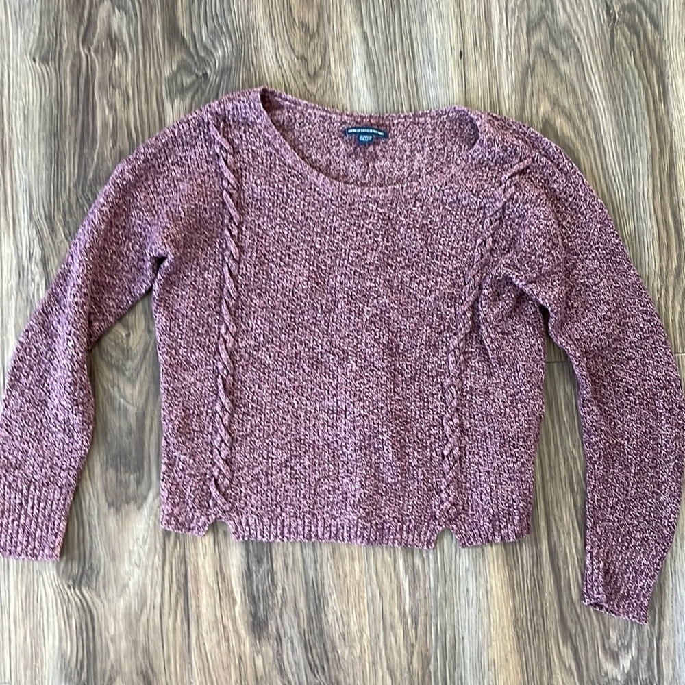 AE Purple Slightly Cropped Knit Sweater - XS